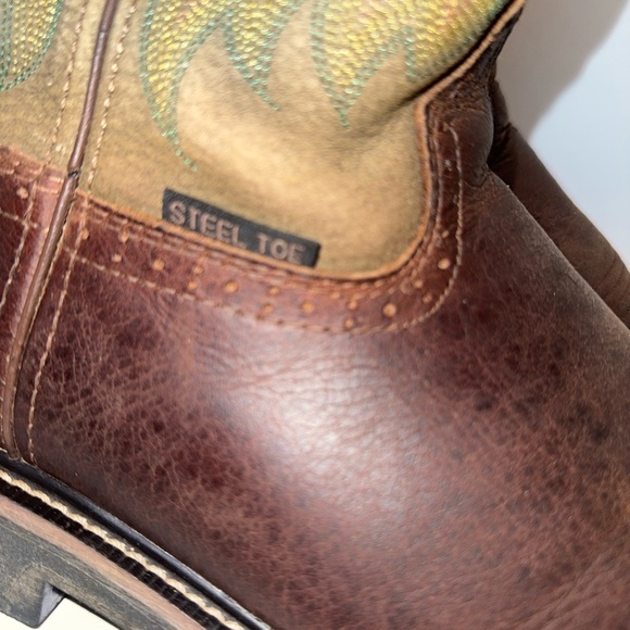 Abilene Cowboy Boots men’s size 10M Brown Leather Western Made in USA - Picture 2 of 11